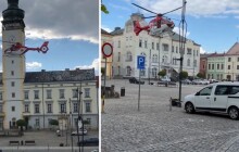 VIDEO: Přistání na náměstí. Vrtulník záchranky musel do centra Litovle