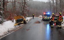 Smyk na náledí skončil čelní srážkou. Dvě řidičky skončily v nemocnici