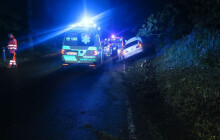 Řidič Passatu se lekl srnky, auto zastavilo až ve svahu