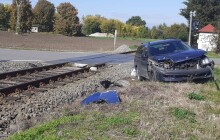 Nehoda na přejezdu v Horce nad Moravou. Vlak se střetl s autem