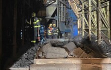 V Lutíně v ranních hodinách hořel pásový dopravník, uhasit požár pomáhali také dobrovolní hasiči