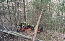 Dřevař v Jeseníkách spadl z vysoké výšky. Na místě byl i vrtulník