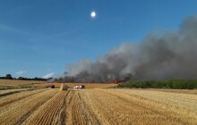 Hasiči zasahovali u požáru pole. Oheň rozšiřoval silný vítr