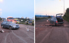 Řidič přehlédl značení a skončil v jámě na staveništi. V autě měl dvě děti