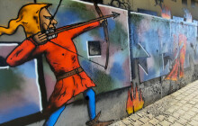 Rytíři a draci pod mostem. Umělci pomalovali plochu v Olomouci