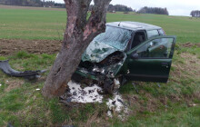Mladý řidič narazil do stromu. Byl převezen do nemocnice
