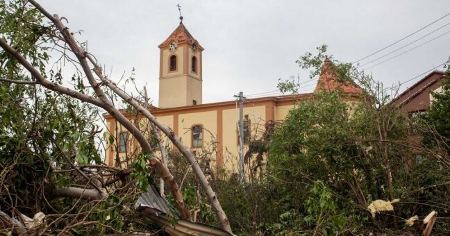 Poničený kostel sv. Jakuba Staršího v Moravské Nové Vsi, foto: Tadeáš Bednarz