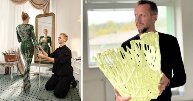 Šaty z pivního skla a Milan Krajíček, zdroj: Conrescom