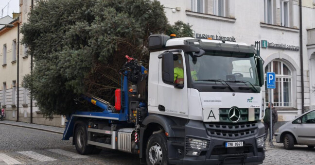 Strom v Litovli a rozsvícený strom v Olomouci na Horním náměstí, zdroj: město Litovel/Report.cz
