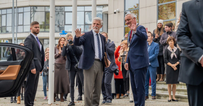 Prezident Petr Pavel na poslední návštěvě Olomouckého kraje 2022. Zdroj: Olkraj