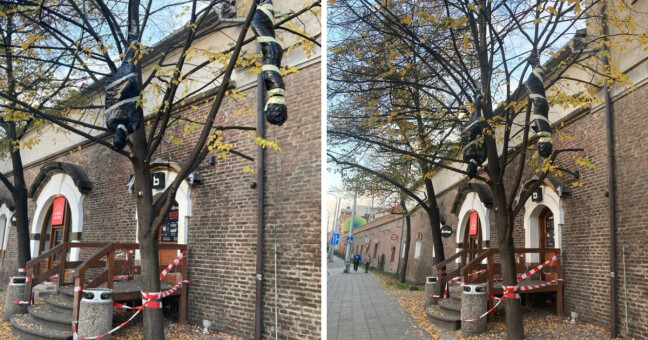 Také před klubem Belmondo byla halloweenská výzdoba, foto: Olomoucký Report