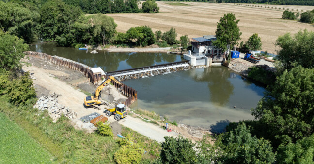 Rekonstruovaný jez u Litovle bude mít 43 metrů dlouhý rybí přechod