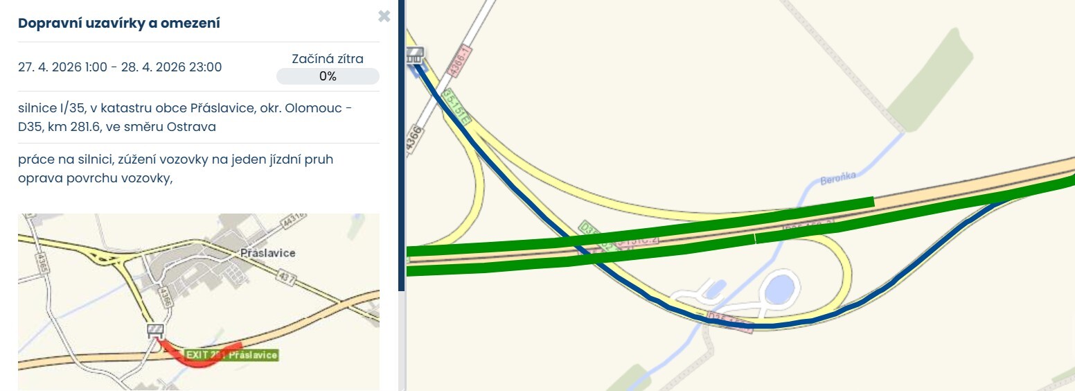 zdroj: Ředitelství silnic a dálnic Olomouckého kraje