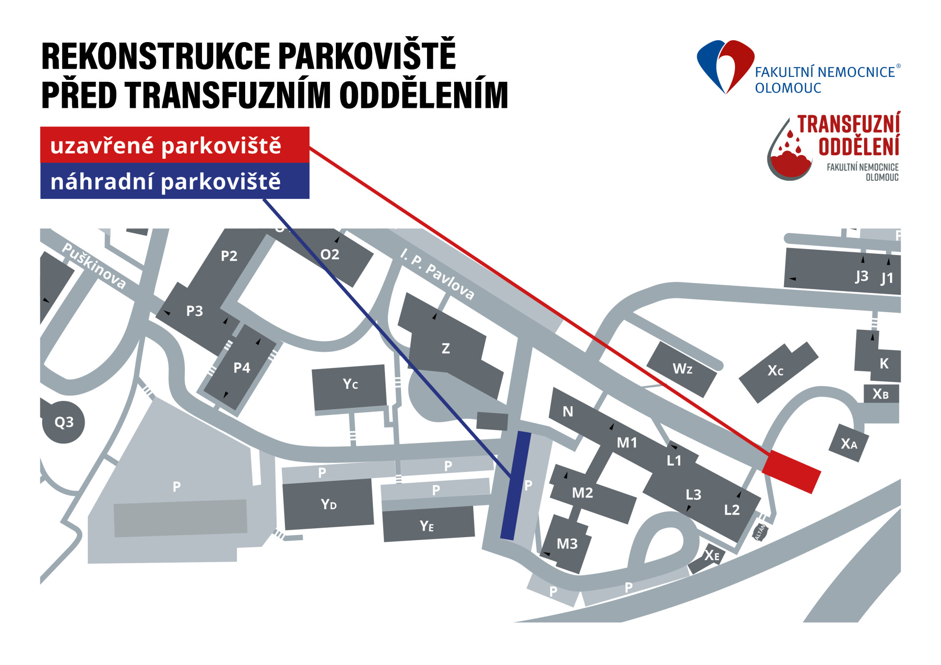 Změny parkování u Transfuzního oddělení FNOL