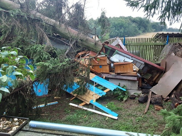 Spadlý strom na včelín v Konici, zdroj: HZS OK