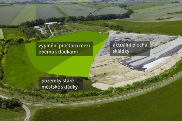 Vizualizace rozšíření skládky v Němčicích, zdroj: Recovera Využití zdrojů a. s.