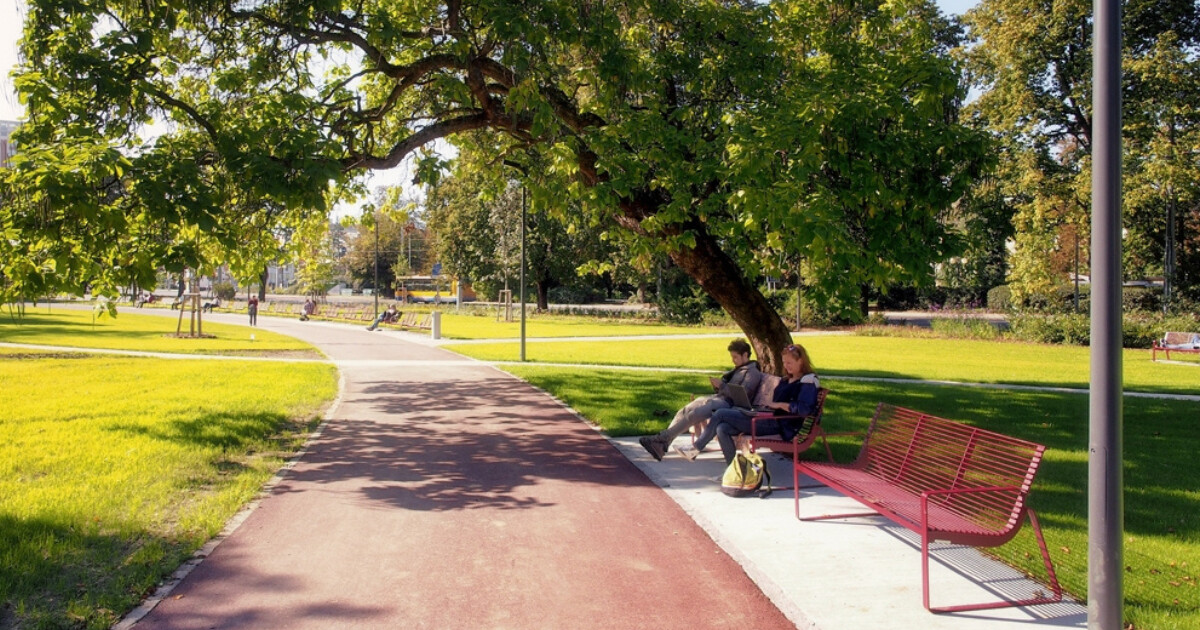 Park Komenského ve Zlíně. Zdroj: Archiweb.cz