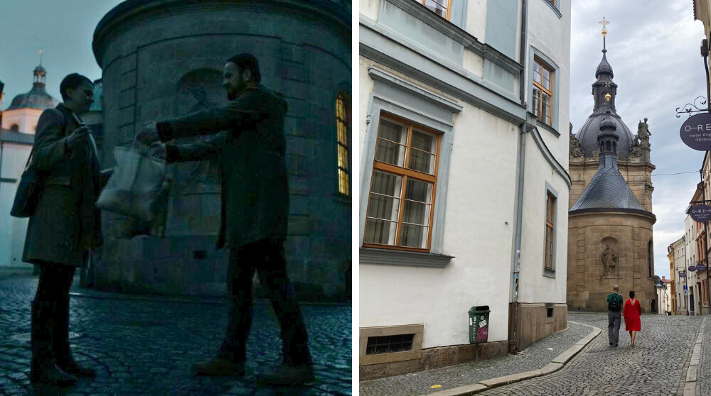 Případ pro exorcistu, záběr před kaplí Jana Sarkandera; zdroj: ČT / Olomoucký Report