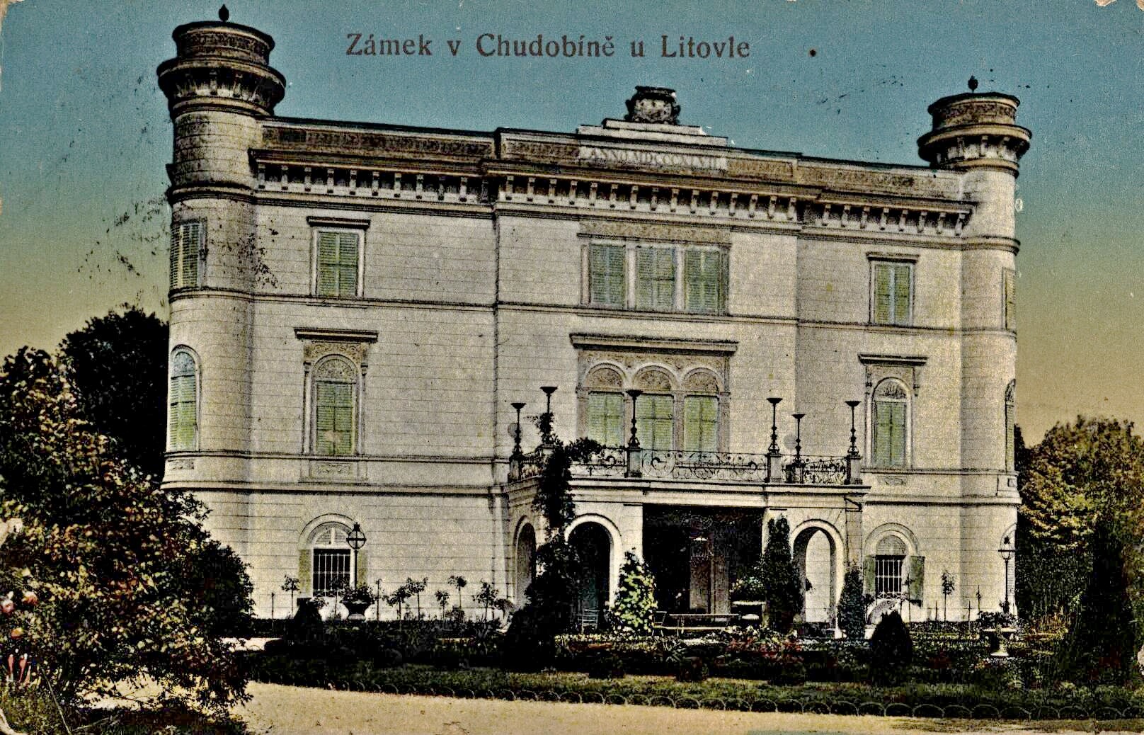 Zámek v Chudobíně v roce 1912; zdroj: město Litovel