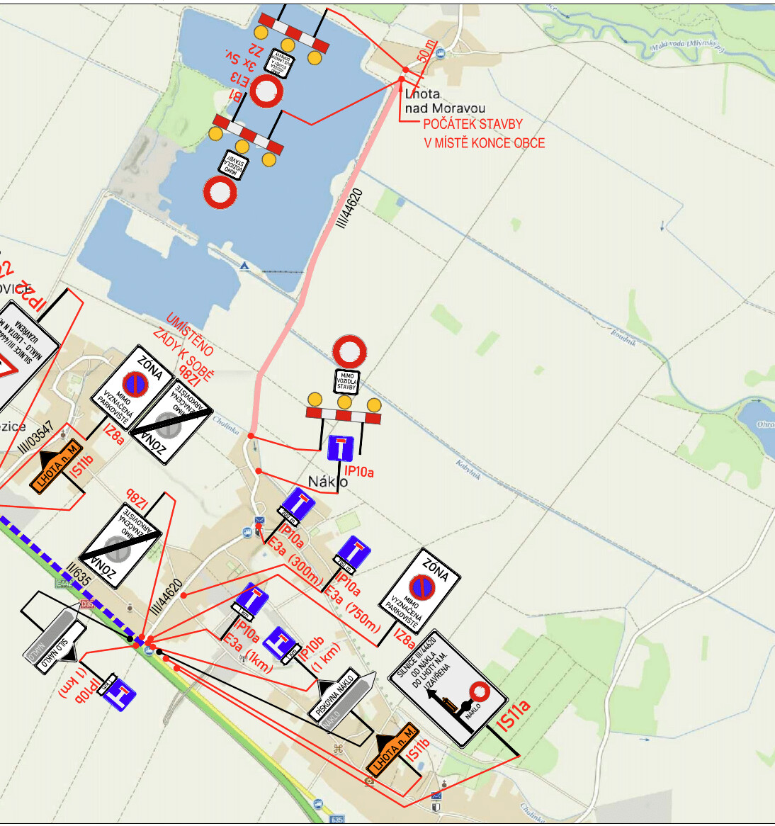 Situační mapa uzavírky, zdroj: město Ltovel