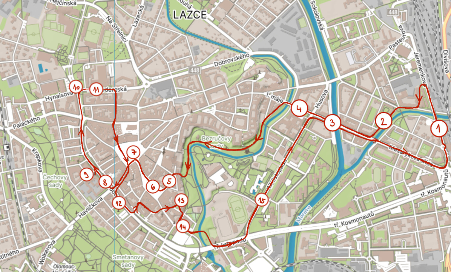 Návrh trasy kolem olomouckých ulic, zdroj: Olomoucký Report