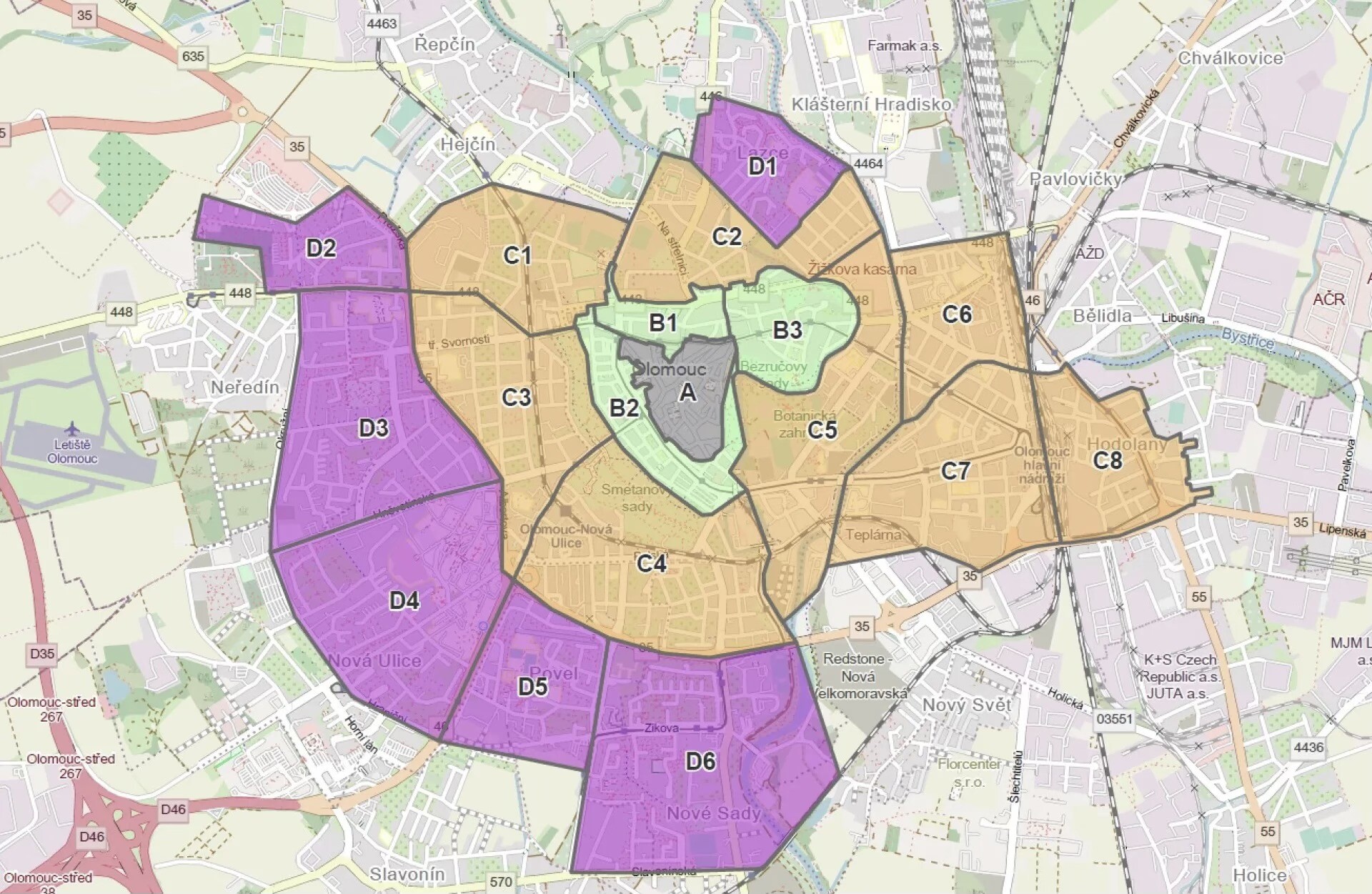 Systém parkovacích zón, zdroj: MMOL