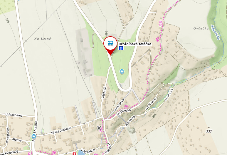 Autobusová zastávka Droždínská zatáčka, zdroj: Mapy.com