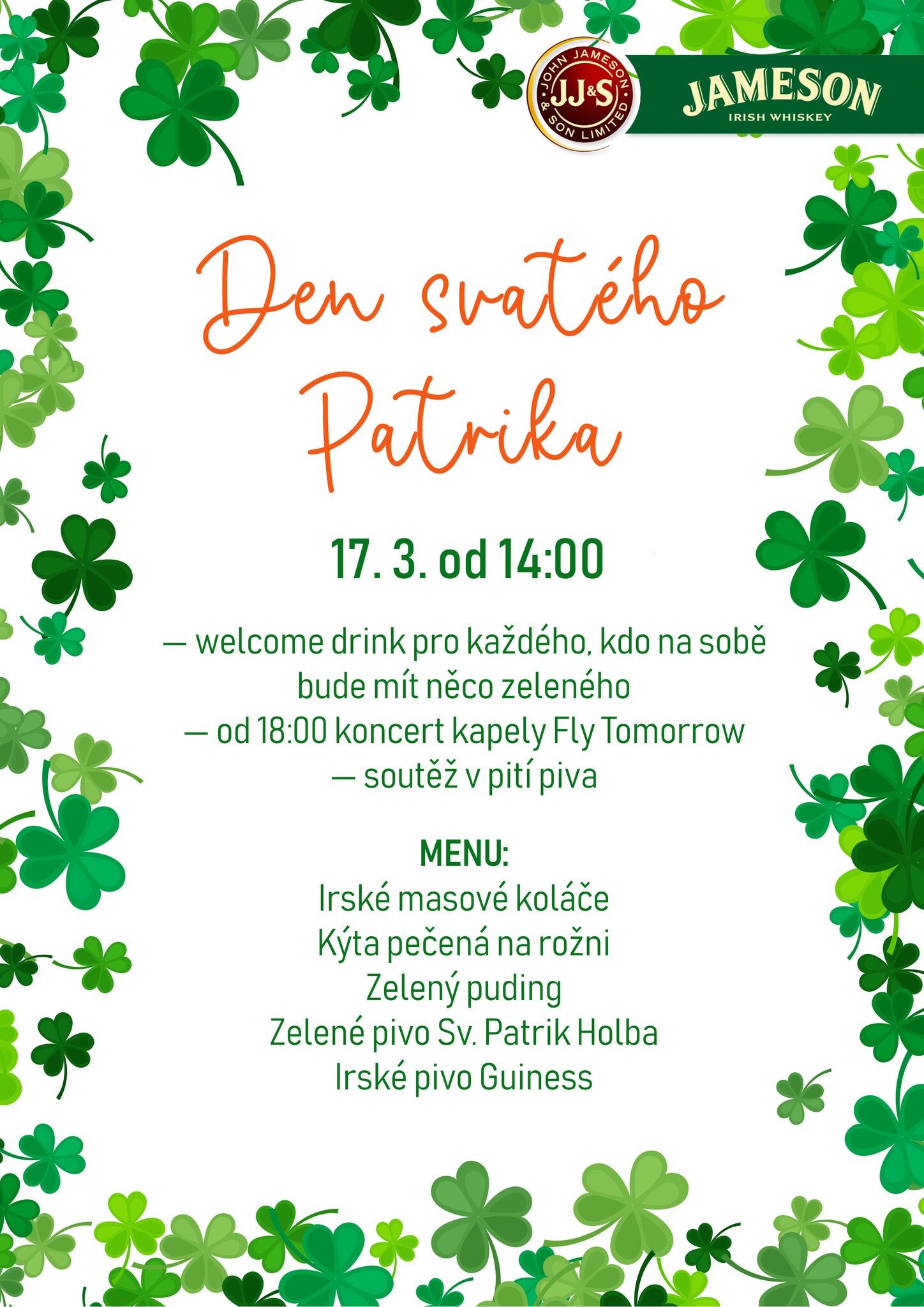 Pozvánka na oslavu Dne svatého Patrika/Zdroj: Facebook/olomouckéPoděbrady