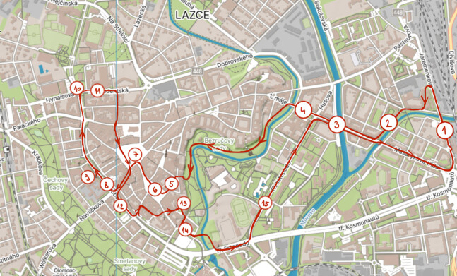 Návrh trasy kolem olomouckých ulic, zdroj: Olomoucký Report