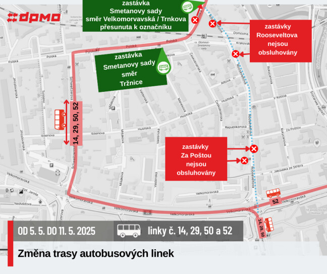 Vedení objízdné trasy, zdroj: DPMO