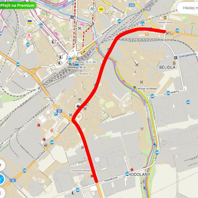 Objízdná trasa Libušiny, zdroj: Report.cz, Mapy.com