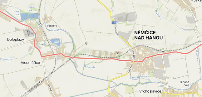 Uzavírka se týká úseku silnice III/4335 mezi obcemi Víceměřice a Němčice nad Hanou