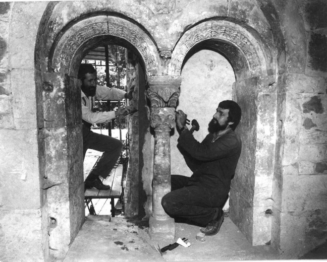 Jan Jemelka a Ladislav Werkmann v 80. letech při opravě Zdíkova paláce, foto: Vladislav Galgonek