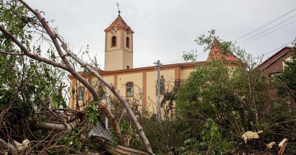 Poničený kostel sv. Jakuba Staršího v Moravské Nové Vsi, foto: Tadeáš Bednarz