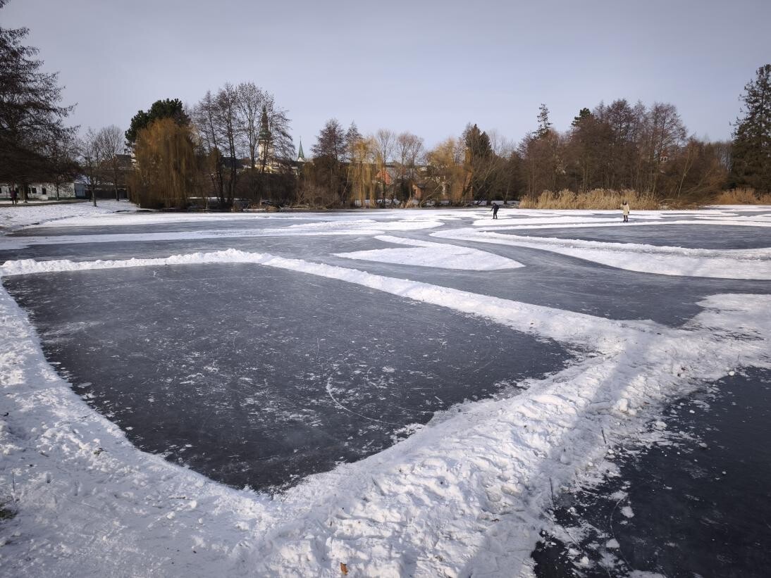 Vodní plochy v Litovli, které upravují pro bruslaře místní technické služby, zdroj: město Litovel