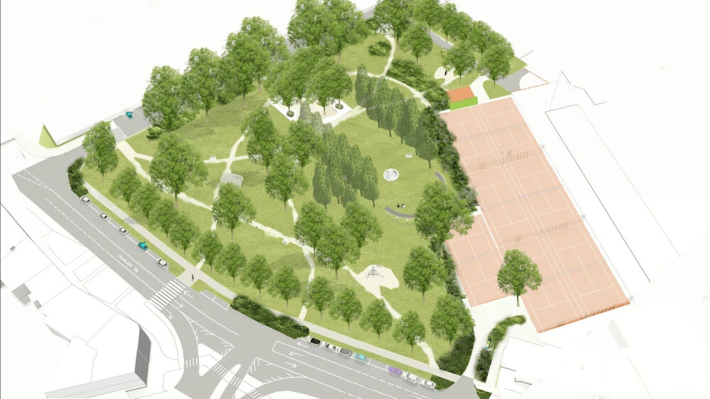 Vizualizace budoucí podoby ASO parku a současný stav, zdroj: MIloš Tichý a město Olomouc