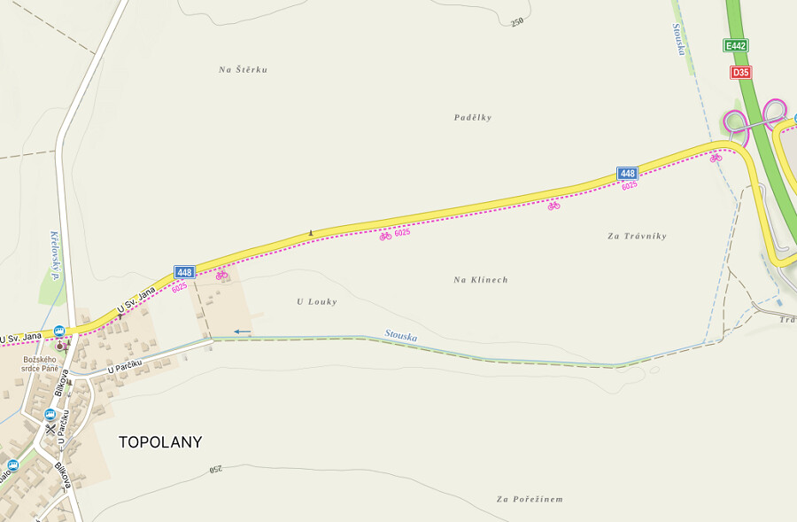 Cyklostezka z Neředína do Topolan, návrh cyklostezky z Chomoutova na Březce, zdroj: MMOl