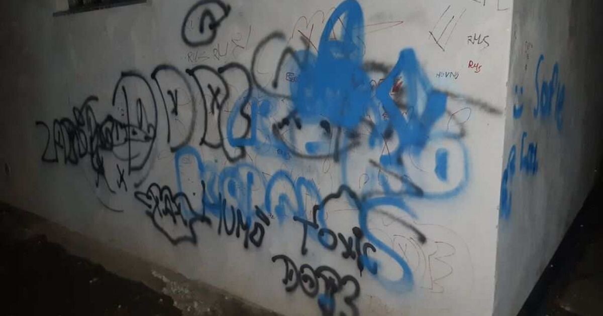 Posprejovaná zeď v Hranicích | foto Policie ČR