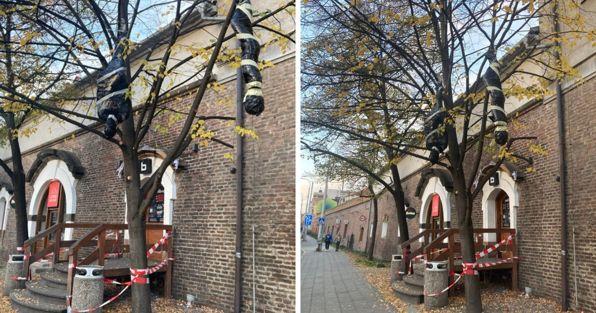 Také před klubem Belmondo byla halloweenská výzdoba, foto: Olomoucký Report