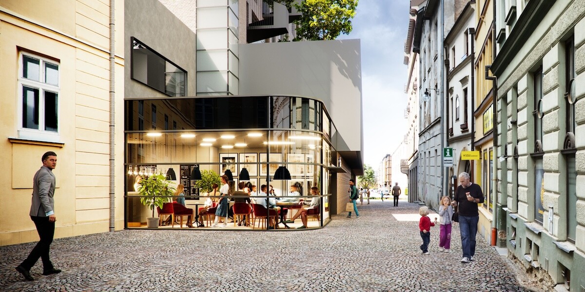 Vizualizace budovy Jednoty ze studia atelier-r, zdroj: atelier-r
