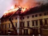 Požár zámku v roce 1985; zdroj: Zámek Dlouhá Loučka